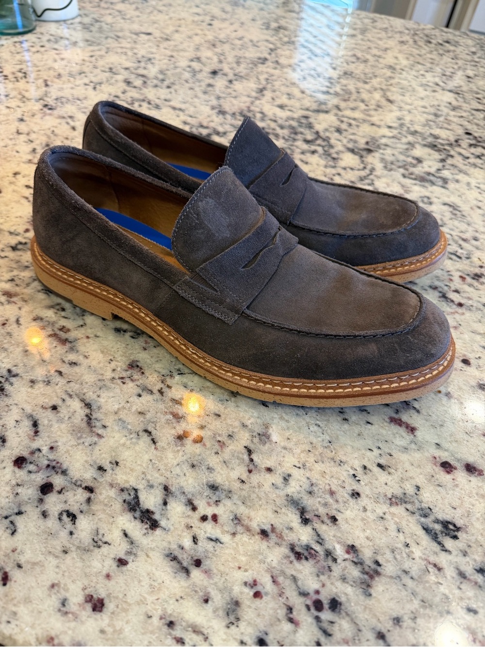 Johnston & Murphy Men's Suede Penny Loafers in Charcoal Brown